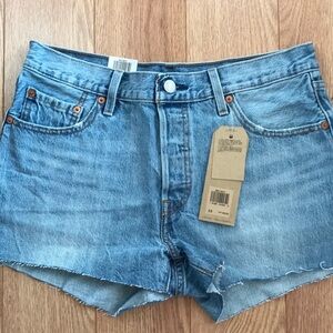 Levi 501s Mid-Rise Light Blue Denim Cutoff Shorts